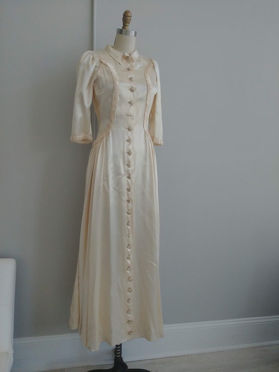 1940s ivory slipper satin wedding dress