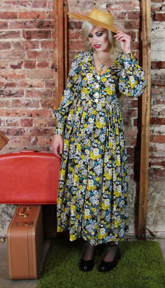 1960s Handmade Boho Hippie Floral dress - image 1