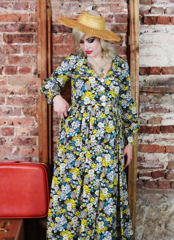 1960s Handmade Boho Hippie Floral dress - image 4