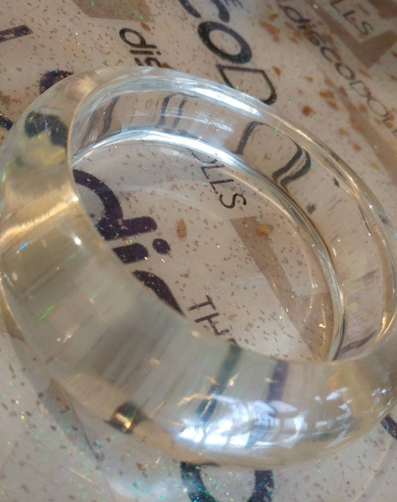 Modernist Clear Lucite Bangle Bracelet - image 1