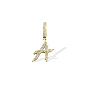 Colgante unisex con inicial personalizada de oro macizo de 8k a 22k, oro auténtico hecho a mano, inicial de la A a la Z, regalo de circonita cúbica para mamá y amante
