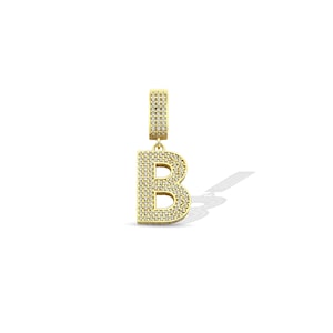 Colgante unisex de oro macizo de 8k-22k con inicial personalizada y cierre de apertura, colgante de circonita cúbica con inicial de la A a la Z hecho a mano en oro real, regalo para ella y él