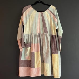 Med One of a Kind Vintage Patchwork Dress – Hand-Dyed Cotton – Upcycled & Handmade by Sisters on Earth