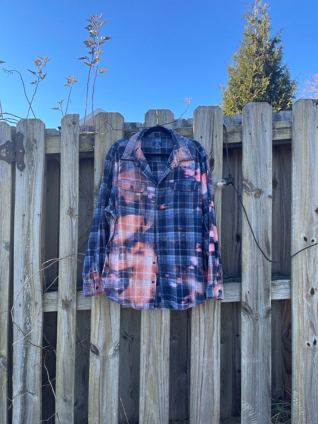 Mens XXL Flannel Shirt With Bleach One of a Kindfree Etsy