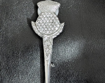 Silver Thistle Kilt Pin: Scottish Celtic Highland Dress Accessory