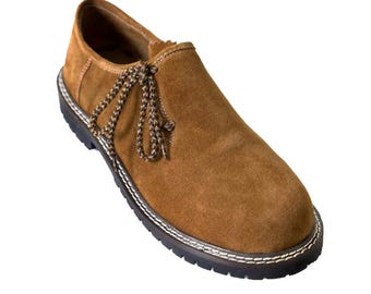 Bavarian Men's Suede Leather Shoes Black, Brown, Dark Brown Traditional Oktoberfest Footwear