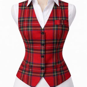 Royal Stewart Tartan Weste, Damen Schottische Karierte Weste