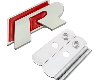 Metalowy emblemat z logo R 3D na grillu Jetta, znaczek na bagażnik Passata