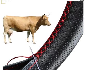 Genuine Leather Braided Steering Wheel Cover Anti-Scratch Protector for Car Interior