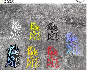 Naklejka na ramę roweru Ride or Die: wodoodporna naklejka winylowa do MTB, styl motocyklowy