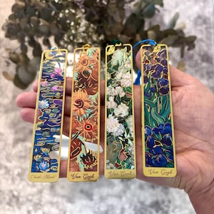 High-quality metal bookmark in an artistic design, Van Gogh, Claude Monet, bookmarker, floral bookmark, artistic bookmark