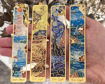 High-quality metal bookmark in an artistic design, Van Gogh, Claude Monet, bookmarker, floral bookmark, artistic bookmark