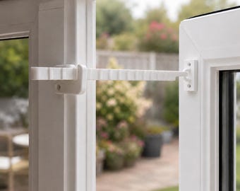 EasyBreeze Window & Door Restrictor, Adjustable uPVC Airflow Stay, Indoor Cat/Dog, Patio French Door