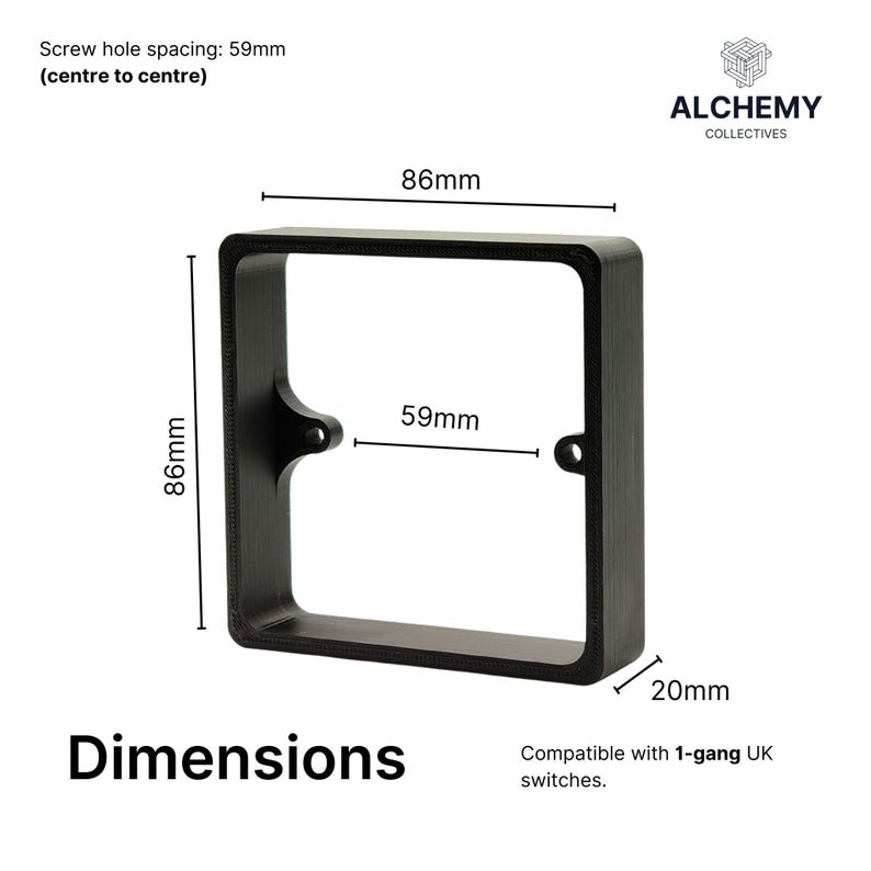 Black Socket Switch Spacer | 10mm, 15mm, 20mm | 1 or 2-Gang Back Box Extender image 9