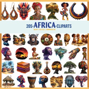 205 Africa Clipart Bundle, donna africana kwanzaa Natura africana animali, tamburi, donna, uomo, cultura africana tradizione savana djembe dun dun