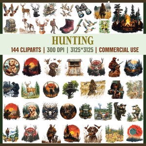 Aquarell Jagd Clipart, Hirsch Ente Hund Grafiken, Jagd Mann Clip Art, Bogenjäger Kunst, Jäger PNG Set, Waldjagdszene, Gewehr Pistole Kunst