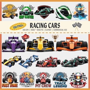 Aquarel racewagens 56 png clipartbundel, formule auto png-set, coureur illustraties, pitcrew badge, trofee png, T-shirt sublimatie,