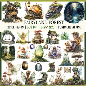 Verzauberter Wald im Wald Clipart, PNG, verzauberter Wald, Waldtiere, magische Pilze, kommerzielle Nutzung