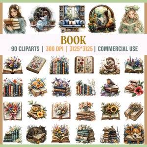 Aquarel boek clipart bloemen boek png | Book Lover Clipart Bookworm PNG Open Boeken Graphics Boek Lezen Png Booktrovert | Commercieel gebruik