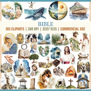 Clipart z Biblii, Clipart z Postaciami Biblijnymi, Cuda Jezusa, Akwarela Chrześcijańska, Clipart Religijny, Clipart z Narodzeniem, Ilustracje Biblijne,