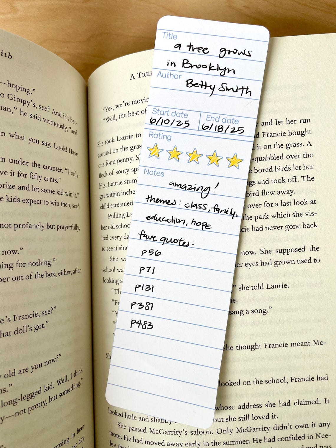 Printable Bookmark Library Style Book Review Tracker | Digital Download ...