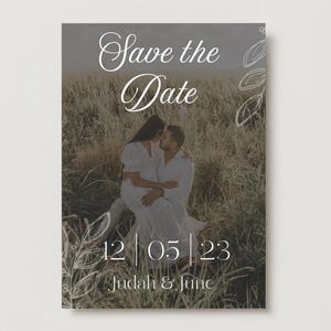 Save the Date Wedding Invitation Template Sepia Couple Floral
