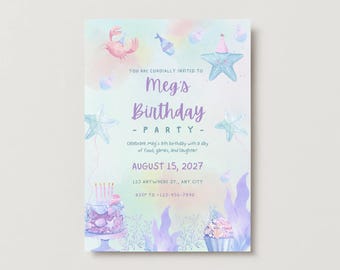 Invitation fête d'anniversaire sous la mer