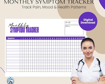 Monthly Symptom Tracker Printable, Chronic Pain Journal, Doctor Visit Prep