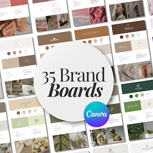 Brand Board Bundle MRR PLR Branding Templates for Small Business, Logo, Color Palette Set, Editable Mood Board, Canva Brand Kit
