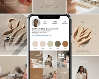 80 Esthetician Instagram Templates: Skincare Social Media (Canva Editable, 90+ Posts)(Digital Download