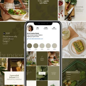Wellness Instagram Templates Canva Bundle: Social Media Brand Kit (PDF Download)