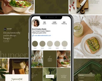 Wellness Instagram Templates Canva Bundle: Social Media Brand Kit (PDF Download)