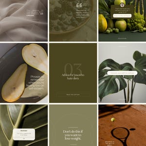Wellness Bundle 270 Instagram Templates Canva Social Media Brand Kit for Health Coaches, Nutritionists Editable Instagram Post LUXURY MODERN