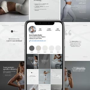 Fitness Instagram: Yoga Templates, Pilates Templates, Barre Canva (Digital Download)