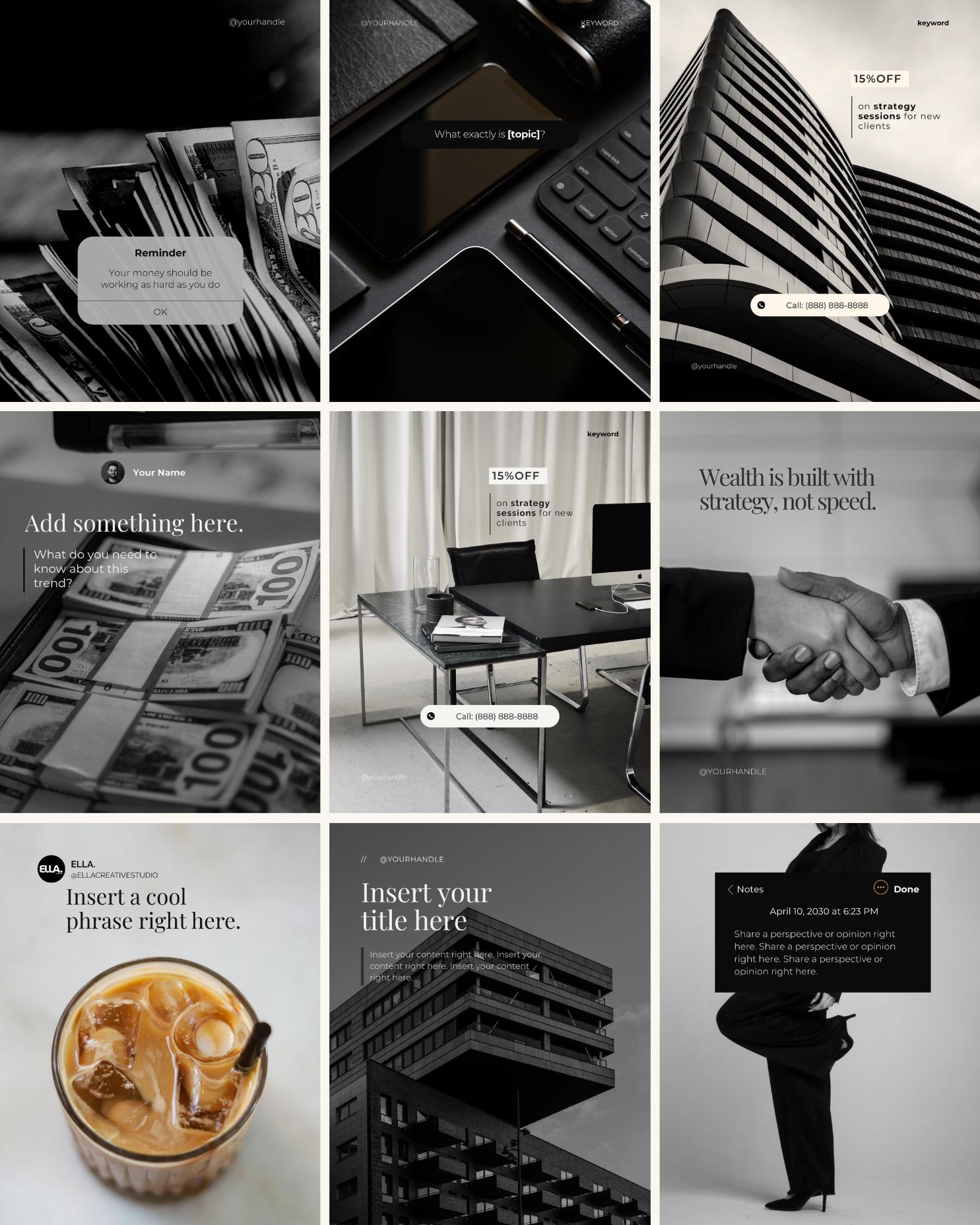 Finance Coach Instagram Templates: Editable Canva Social Media Kit