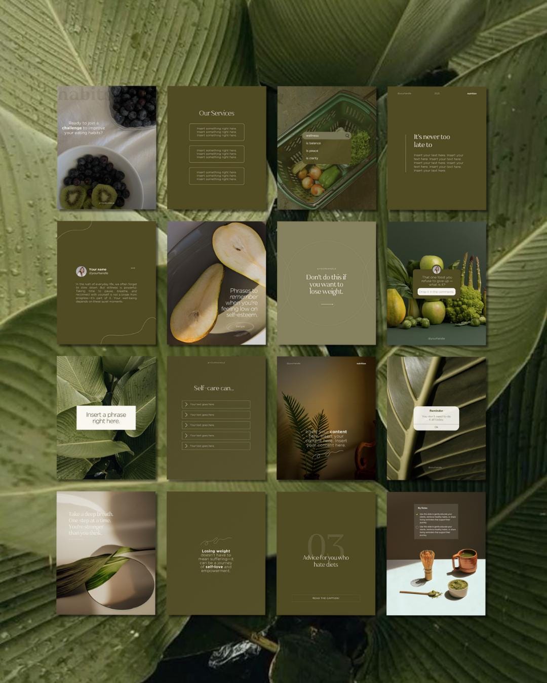 Wellness Instagram Templates Bundle | Canva Social Media Kit for Health ...