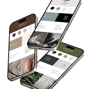 35 Brand Board Bundle MRR PLR Branding-Vorlagen für kleine Unternehmen, Logo, Farbpaletten-Set, bearbeitbares Mood Board, Canva Brand Kit