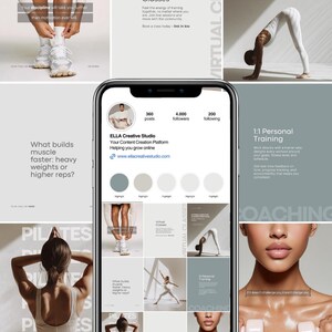 Instagram de fitness: Plantillas de yoga, plantillas de pilates, plantillas de barre en Canva (descarga digital)