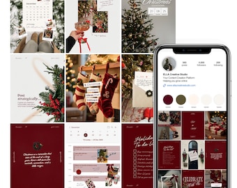 Plantillas navideñas de Instagram / Contenido festivo para redes sociales (Canva)