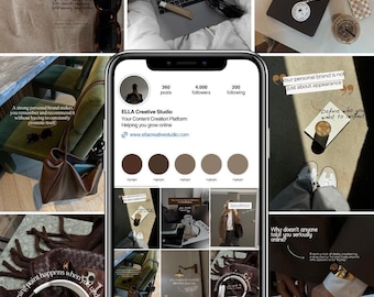 Pinterest-Inspired Instagram Templates, Social Media, Canva Bundle (Digital Download)