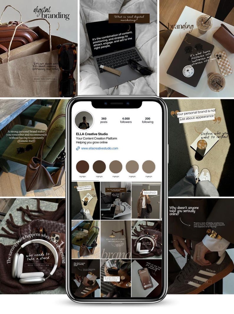 Pinterest-Inspired Instagram Templates, Social Media, Canva Bundle (Digital Download)