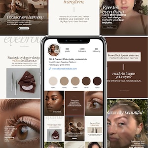 Plantillas de Instagram para cejas y pestañas: Redes sociales de belleza minimalista (descarga digital)
