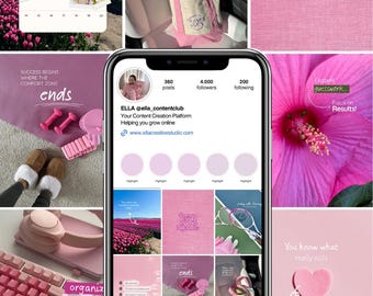 Aesthetic Pink Instagram Canva Templates, Scrapbook Moodboard (Digital Download)