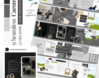 Seamless Instagram Carousel Templates: Canva Editable Social Media Posts (Digital Download)