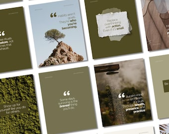 Wellness Zitate Instagram Vorlagen: Canva Social Media Kit (PDF Download) Inspiration Zitate