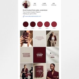 Burgundy Instagram Templates: Social Media Manager Canva Bundle (Digital Download) image 5