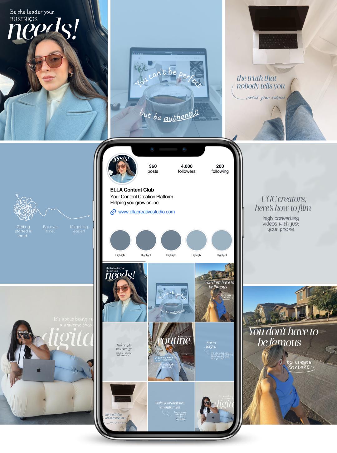 Blue Aesthetic Canva Instagram Templates, Social Media (digital ...