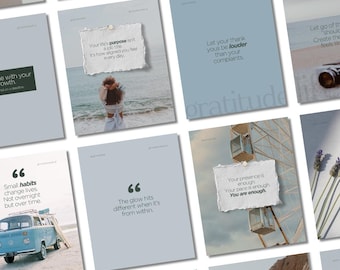 70 plantillas de Instagram con frases de bienestar: Kit de redes sociales de Canva (Descarga en PDF)