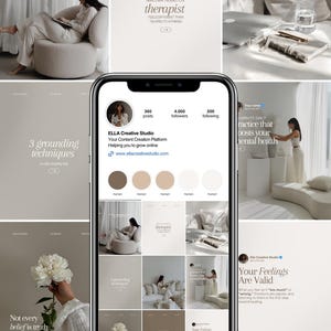 Instagram-mallar för terapeuter: Psykisk psykolog, sociala medier (digital nedladdning av Canva)