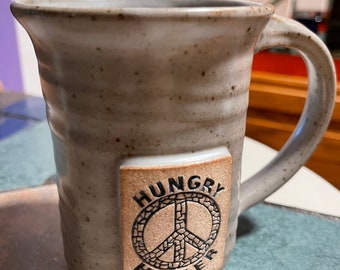 Hand Thrown Peace Sign Logo Mug, Peace Sign Mug, Hungry Holler Peace Sign Mug